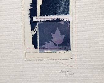 Cyanotype Collage, with Stitching: Just So 2025