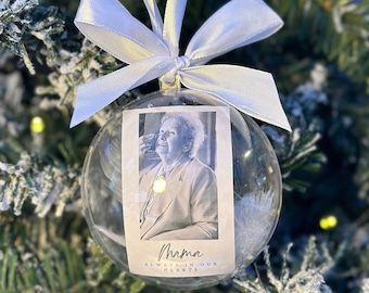 Photo memorial Memory Bauble, Special Bauble, Personalised Bauble, Special Memory Bauble, Photo Bauble, Feathers, Memorial Gift, gift box