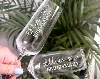 Hochzeit Champagnerkelche personalisiert, Brautjungfer, Trauzeugin, Abschlussball 2024, Andenken Geschenk, Braut, besonderer Tag, Geburtstag, Bundle