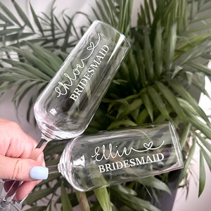 Wedding champagne flutes personalised , Bridesmaid, Maid of Honor, prom 2025, keepsake gift , Bride , Special day , Birthday, bundle