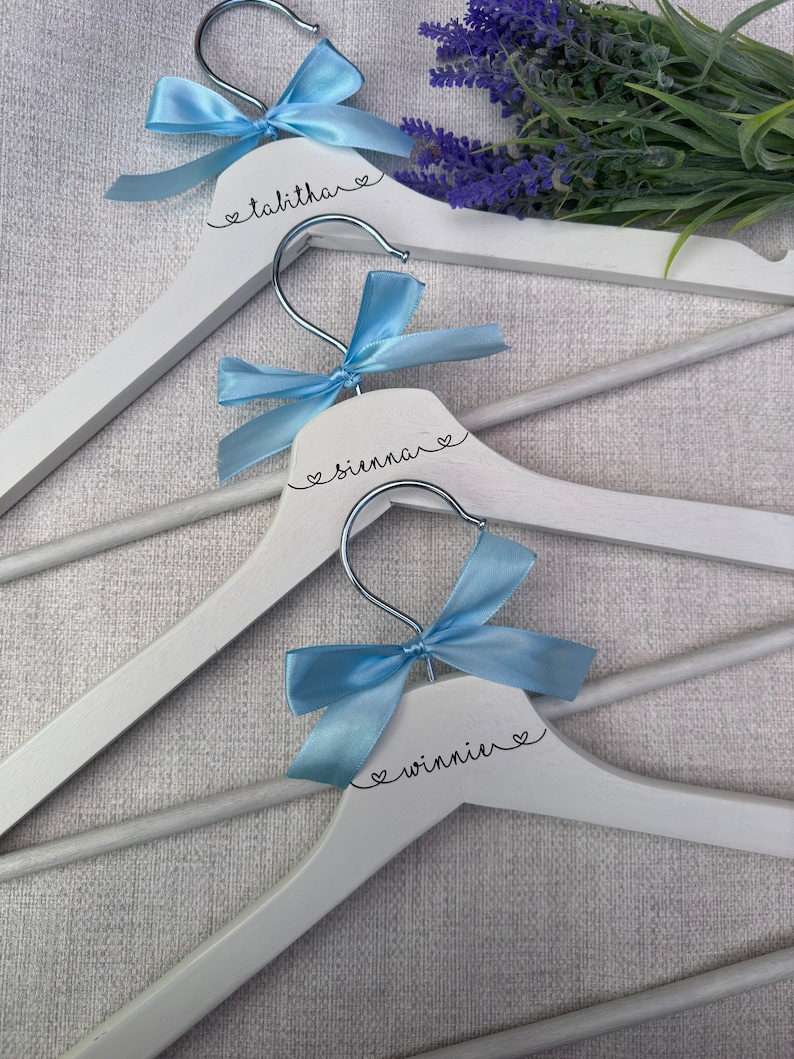 Personalised wooden hangers for wedding wedding day personalised detail bride bridesmaid groom gift dress image 3