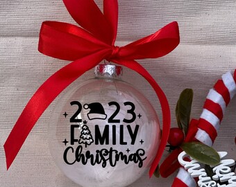 ANY WORDING! Personalised Christmas tree  bauble | hanging ornament | decoration | handmade | gift | feather | bow | pet | dog | cat | famil