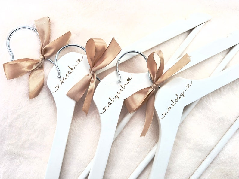 Personalised wooden hangers for wedding wedding day personalised detail bride bridesmaid groom gift dress image 1