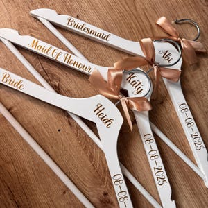 Personalized Wedding Hanger: White Wood, Custom Name & Date