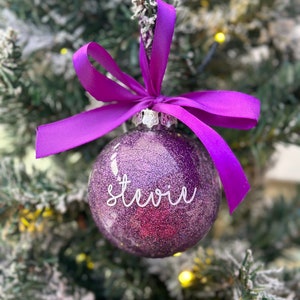 Personalised Christmas glitter name bauble | gold | silver | red | green | any name | any colour | Tree | decoration