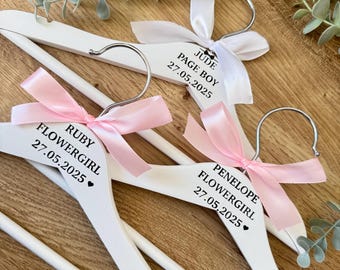 Children&#39;s Personalised wooden hangers for wedding | wedding day | personalised detail | bride | bridesmaid | groom | gift | dress