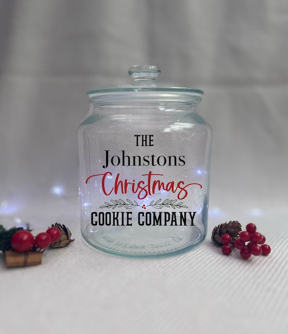 Last Name Glass Cookie Jar Christmas Cookie Jar Cookie Jars