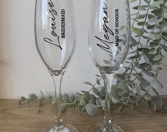 Wedding champagne flutes personalised , Bridesmaid, Maid of Honor, prom 2025, keepsake gift , Bride , Special day , Birthday, bundle
