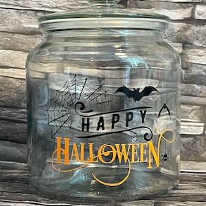 Tarro de dulces de Halloween personalizado: fantasma, calabaza, araña