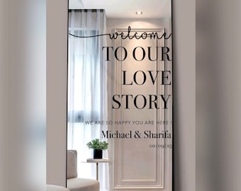 Wedding Welcome Mirror Decal: Personalized Mr & Mrs Decor
