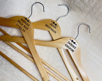 Grooms Personalised wooden hangers for wedding | wedding day | personalised detail | bride | bridesmaid | groom | gift | dress| best Man |