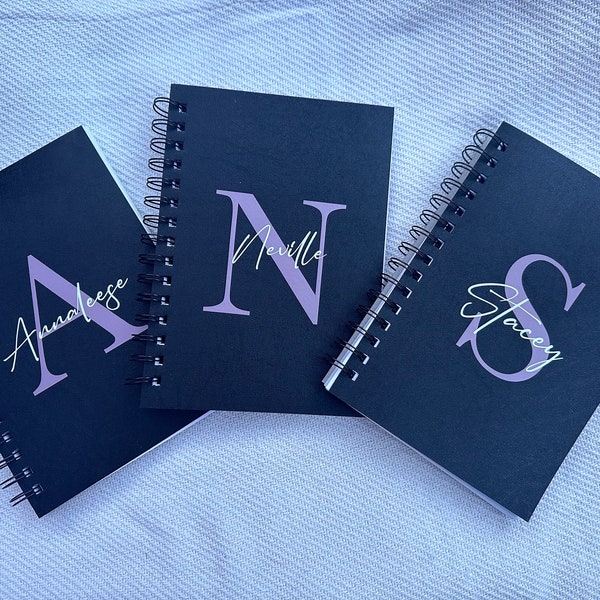 Personalised Initial + Name  sketch book | A5 hard back | teacher | teenager | spiral | viynl | art book | any name | 140gsm | gift |