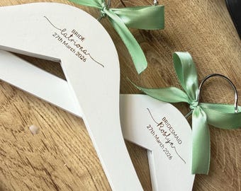 Lazer Engraved Personalised wedding Hangers |  Bride | Bridesmaid | Groom - Wooden Coat Hanger