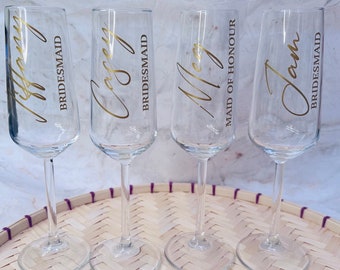 Wedding champagne flutes personalised , bridesmaid, maid of honor, prom 2022, keepsake gift , bride , special day , birthday, bundle