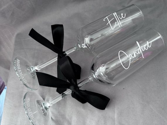 Personalized Prom Champagne Flutes with Ribbon: Keepsake Gift