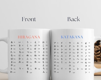 Hiragana Katakana Mug – Tasse à café pour apprendre l'alphabet japonais