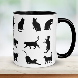 Black Cat Mug, Cute Mug, Cat Lover Gift, Cat Dad and Cat Mom, Kawaii Mug