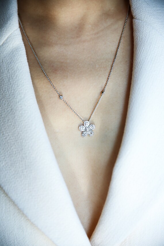 Flower Diamond Necklace Diamond Flower 