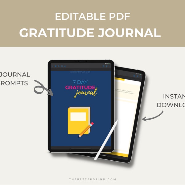 Digitales Dankbarkeit Journal für Goodnotes, Notability, Noteshelf, Notable, Dankbarkeit Prompts, printable, Coaching-Ressourcen, PDF Journal
