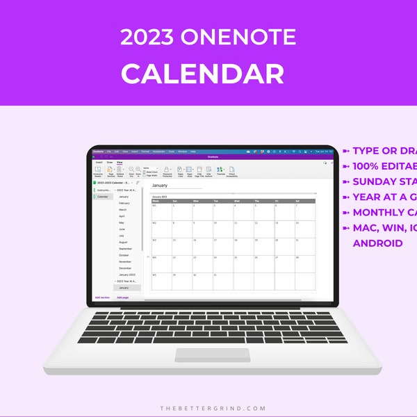 Onenote Calendar Etsy