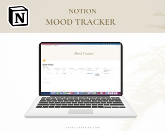 Digital Mood Tracker Journal for Notion, Personal Daily Mood Journal Template, Improve Your Mental Wellness, Happiness & Health