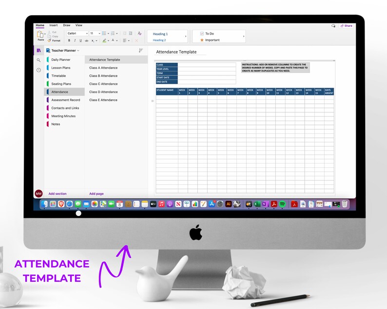 Onenote Teacher Planner Onenote Undated Digital Planner for Etsy
