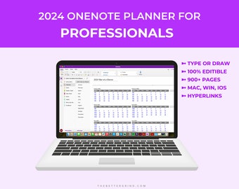 OneNote Planner for Professionals, 2024 OneNote Digital Planner Template, Work Planner for Windows, Android, Surface Pro, iPad