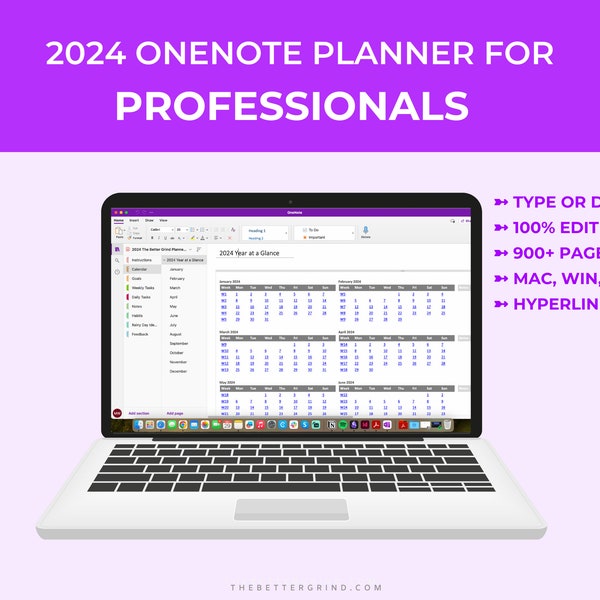 Onenote Planner for Professionals, 2024 Onenote Digital Planner