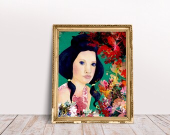 Ilustración de una niña con ojos de arándano