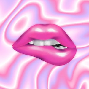Y2K Pink Lips Digital Print – 2000s Aesthetic Wall Art, Instant Download