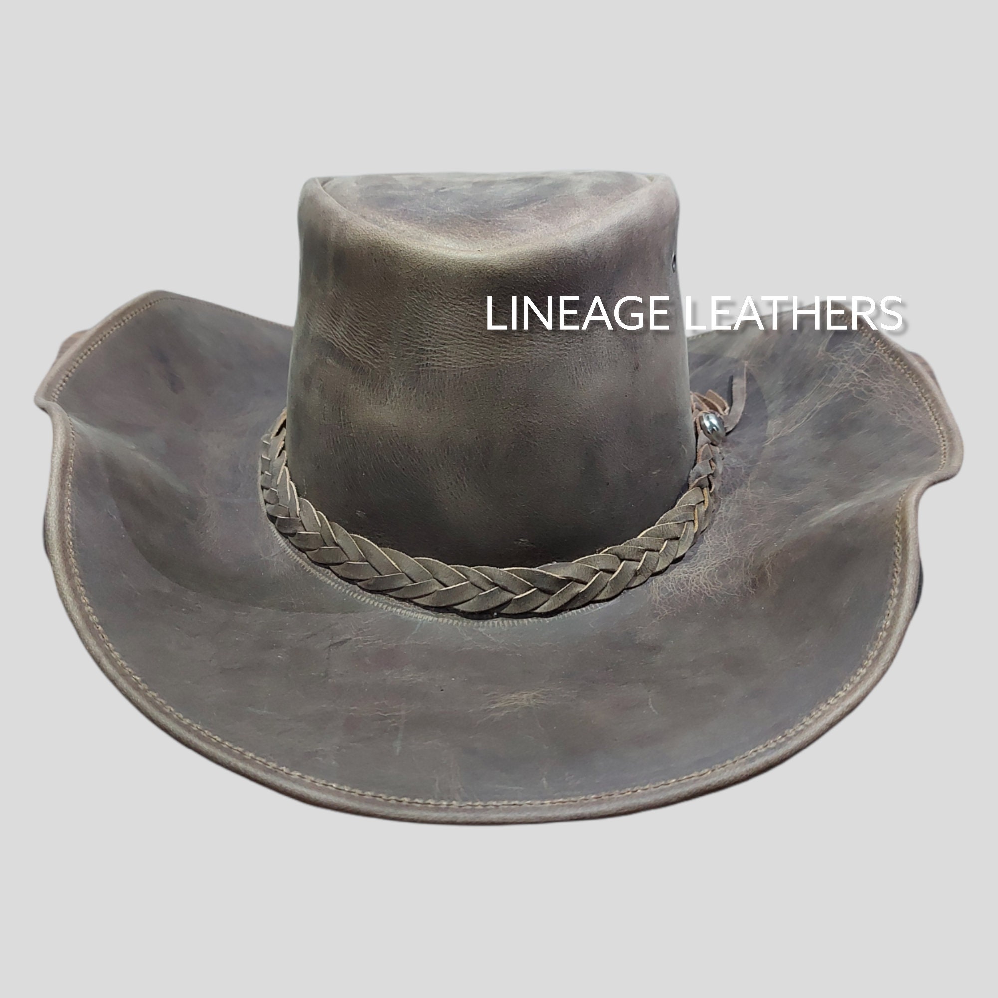 LEATHER Cowboy HAT【oZtrALa】Australian Outback Aussie, 52% OFF