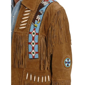 Men Indian Western American Liberty Wear Eagle Bead Fringed Cowboy ...