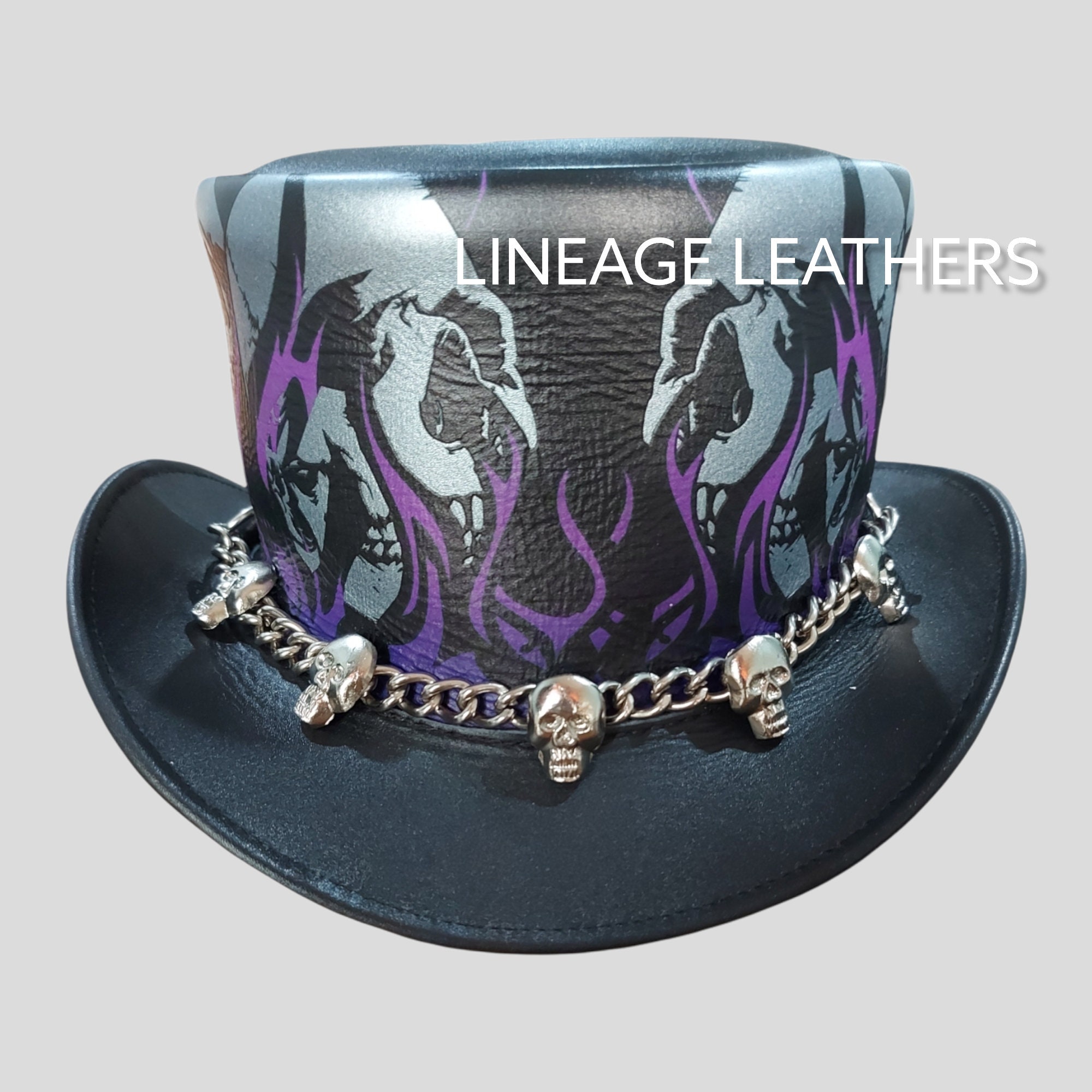 Top Hat Skull Band Style Black \u0026 Purple 
