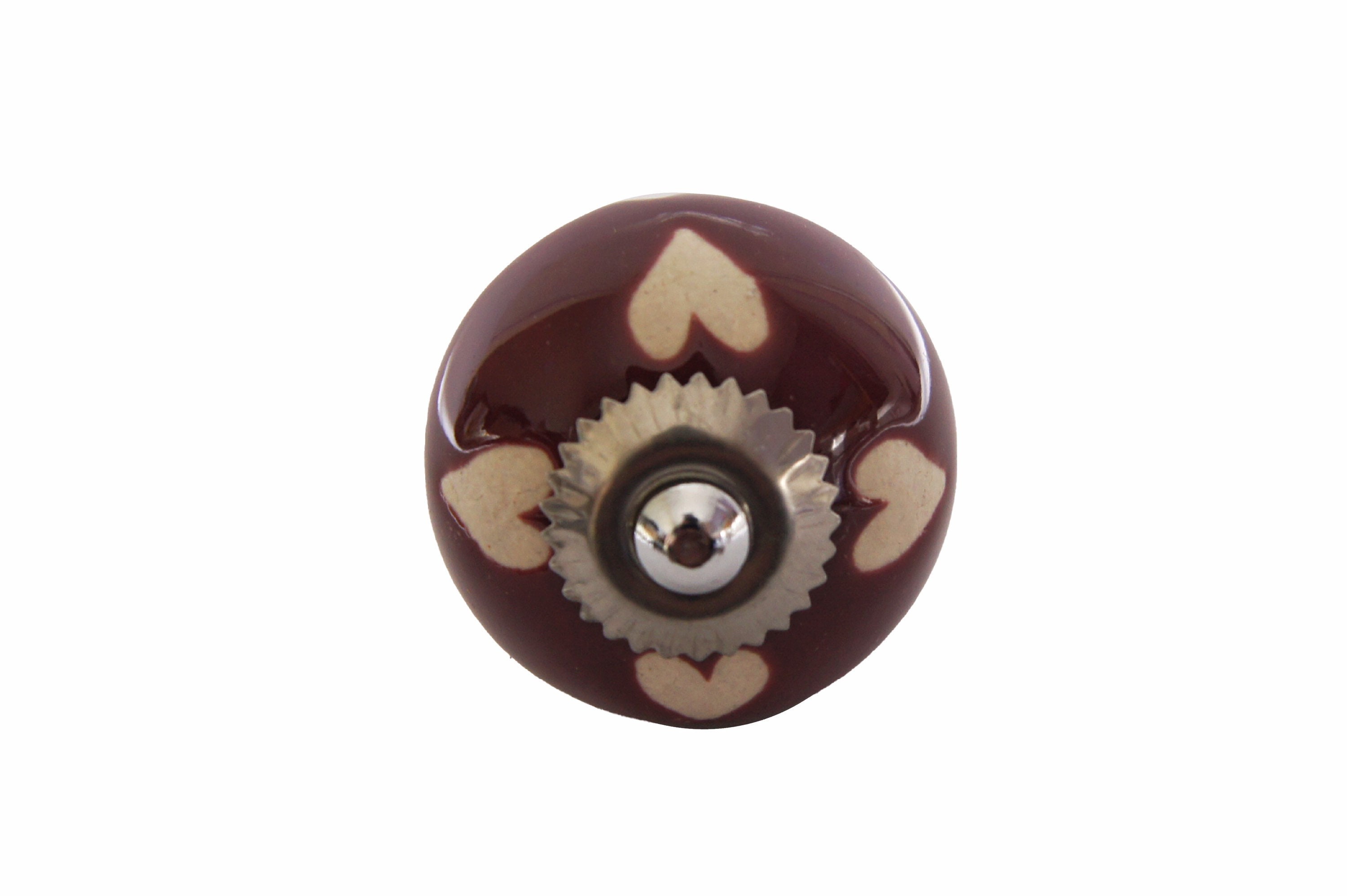 Bouton de Meubles, Céramique, Cœur Blanc Rouge, Poignées Knob, Furniture Button, Schubladenknpfe, Mö