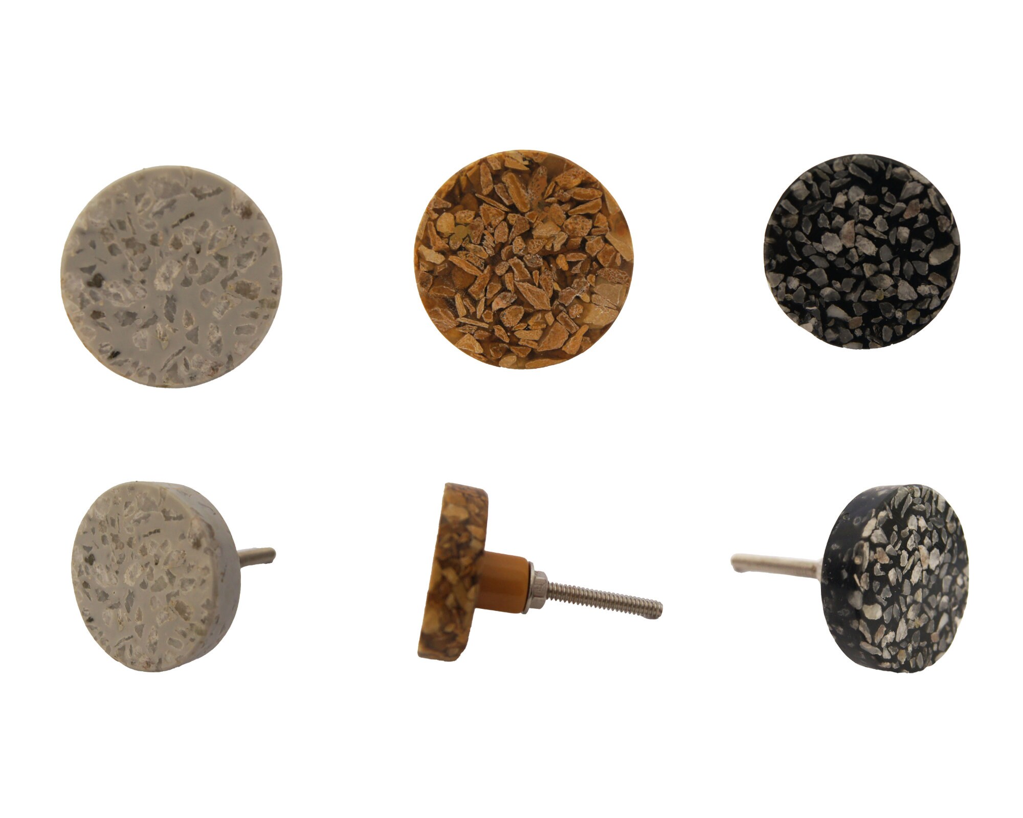 Bouton de Meubles Résine et Pierre, Boutons Fait Main Bouton Noir, Marron Gris, Poignées Meubles