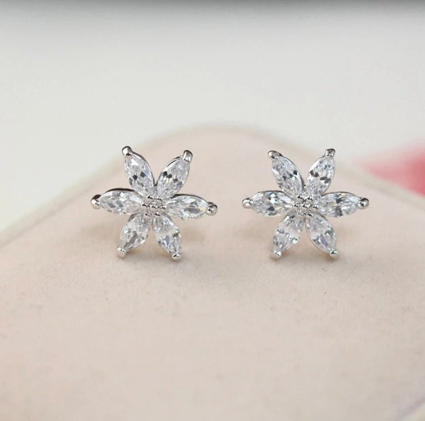 Flower Diamond Earrings - Etsy
