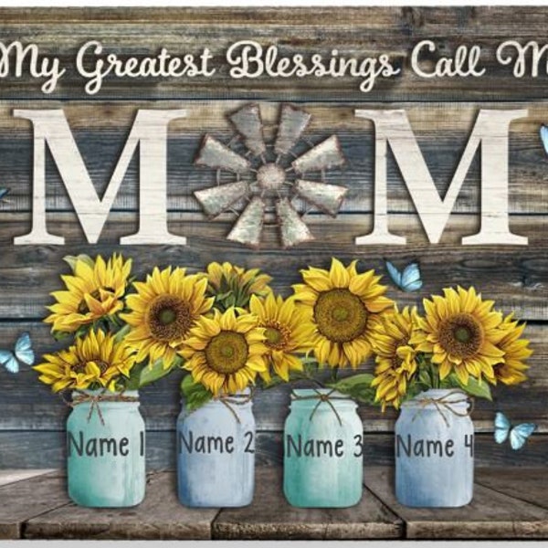 Mother Day Gift | Personalized Gift | Mother Gift | Grandma Gift | | Floral Wall Art | Custom Canvas | Art Print | Mom Gift | Sunflower Gift