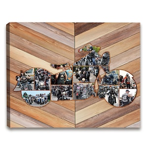 Personalisierte Motorrad Geschenk, Motorrad Wanddekoration, Motorrad Foto Collage Leinwand Wandkunst | Home/Wand-Deko Custom Motorrad