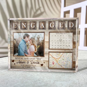 Personalized Engaged Gift | Wedding Gifts, Engagement Gift for Couple, Where We Met Map Gift, Where She Said Yes, Acrylic Plaque
