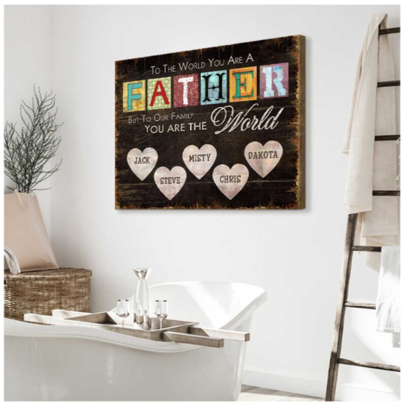 Personalized Canvas | Happy Fathers Day | Wooden Wall Art | Canvas ...