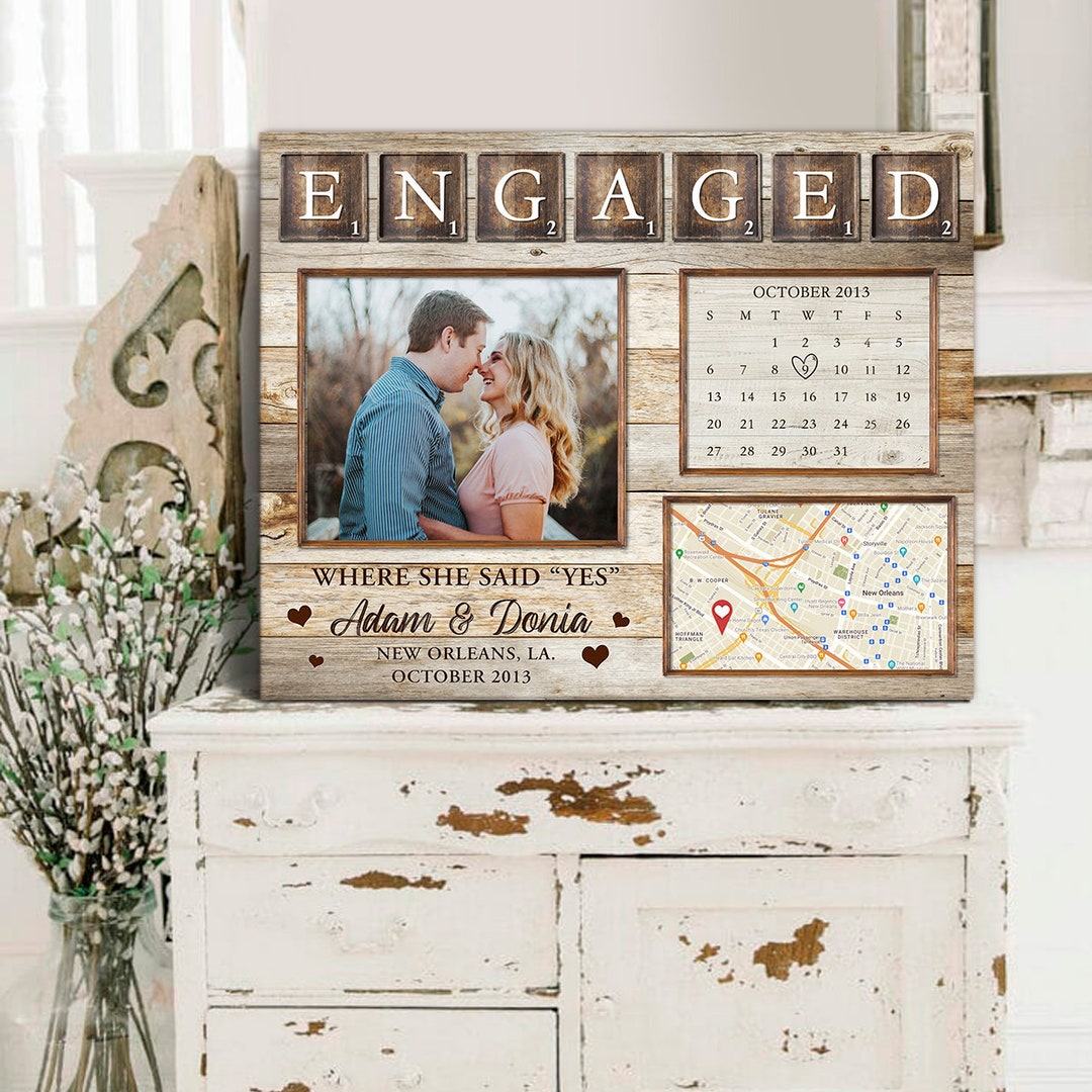 Personalized Engaged Gift | Unique Gift for Newly Engaged | Custom Map ...