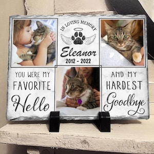 Aangepaste kat verlies foto leisteen plaquette kat gedenkteken passeren cadeau, kat gedenksteen, kattenliefhebbers cadeau, huisdier graf marker, sympathie cadeau