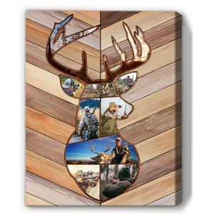 Personalized Deer Hunting Memories | Custom Hunting Collage Canvas, Hunting Dad, Gift for Dad, Deer Hunting Gift, Best Gift For Deer Hunters