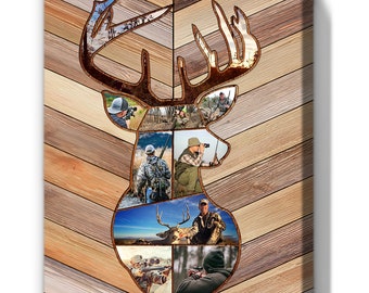 Personalized Deer Hunting Memories | Custom Hunting Collage Canvas, Hunting Dad, Gift for Dad, Deer Hunting Gift, Best Gift For Deer Hunters