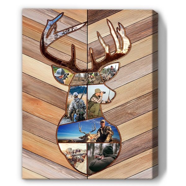 Personalized Deer Hunting Memories | Custom Hunting Collage Canvas, Hunting Dad, Gift for Dad, Deer Hunting Gift, Best Gift For Deer Hunters