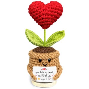 Tiny Detalles Mini crochet coeur fleur 2025, coeur plante comme Saint-Valentin, mariage, cadeau d'anniversaire, mari femme sur décorations d'anniversaire