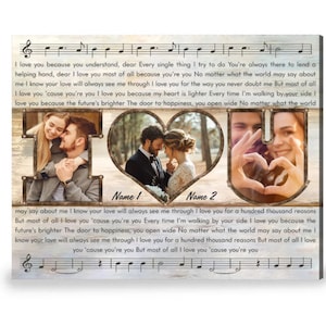 Song Lyrics Wall Art, Song Lyrics Gift Meaningful Anniversary Photo Gift, Personalized Canvas For Couples, Vintage Wall Art, Couple Gifts