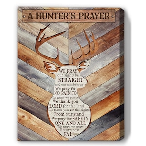 A Hunter&#39;s Prayer Deer Wall Art Deer Picture Wall Decor Inspirational Quotes Canvas Painting Poster Artwork Farmhouse Vintage Style Sign