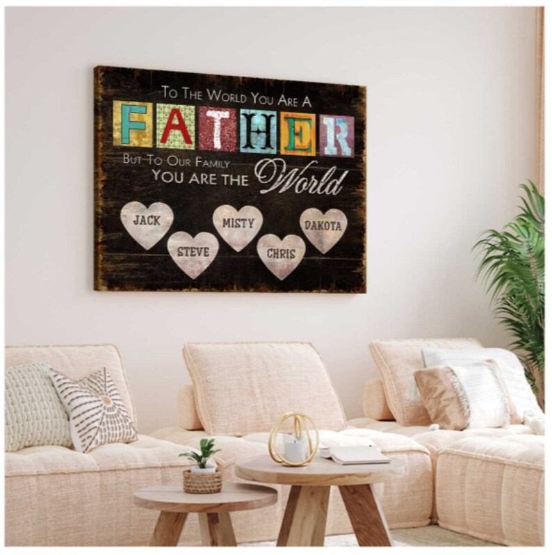 Personalized Canvas | Happy Fathers Day | Wooden Wall Art | Canvas ...