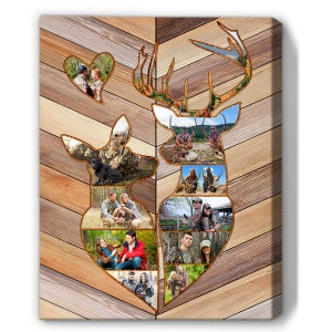 Personalized Deer Hunting | Custom Couples Collage Canvas, Anniversary Gift, Gift for Valentines, Deer Hunting Gift, Best Gift For Valentine